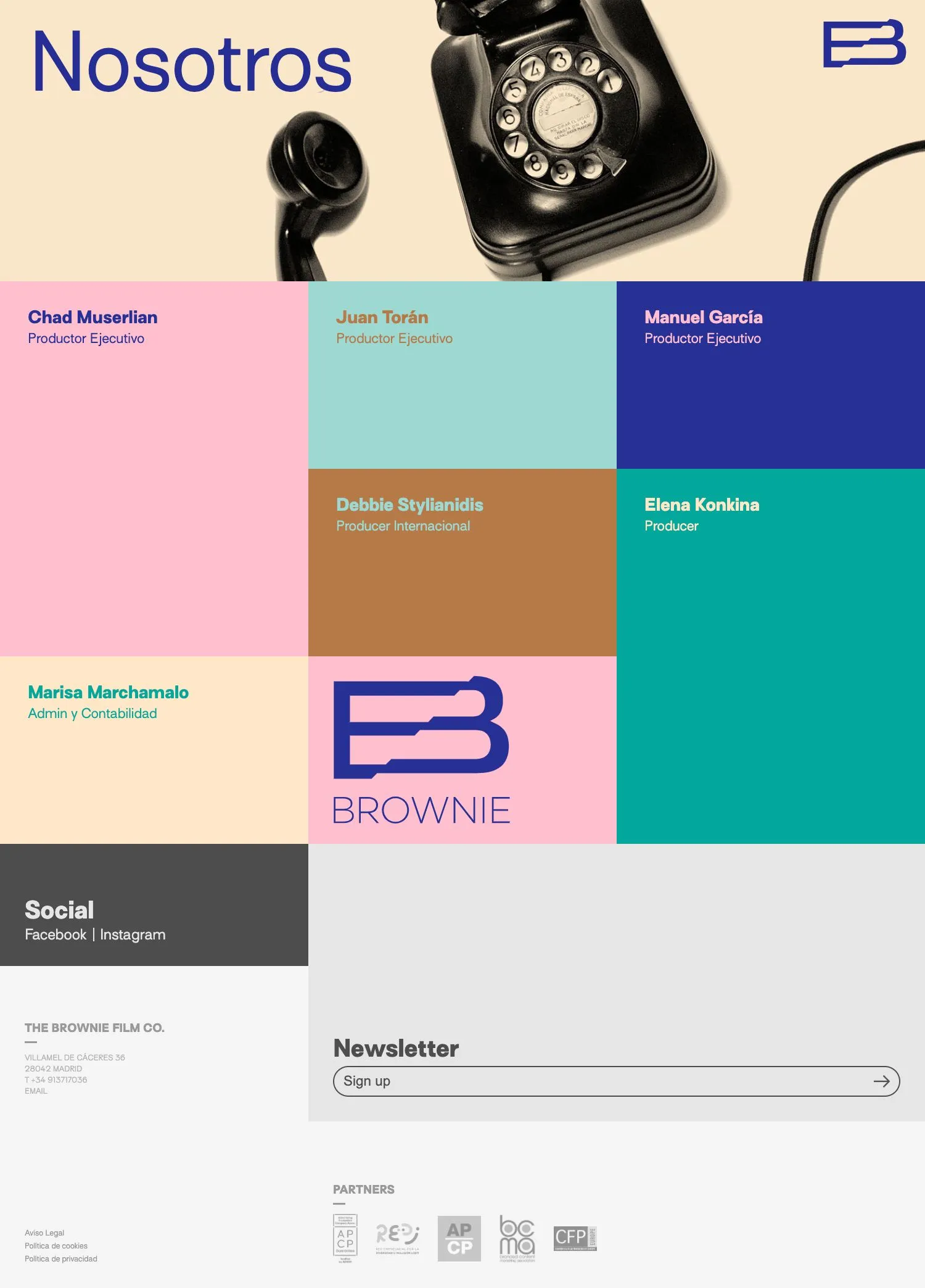 Brownie - Custom manageable website for audiovisual production company