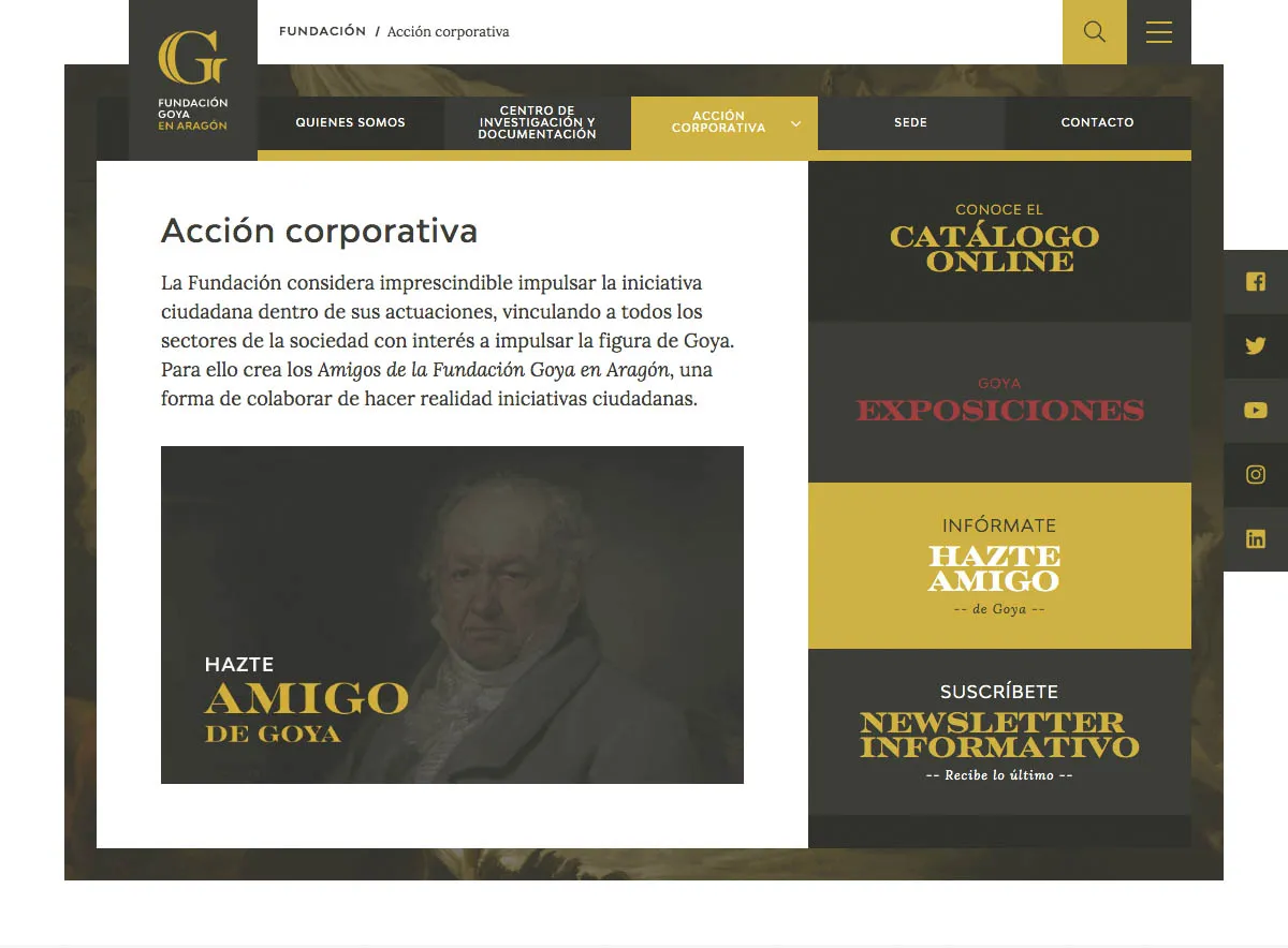 Fundación Goya - Website and backend design for a cultural project.
