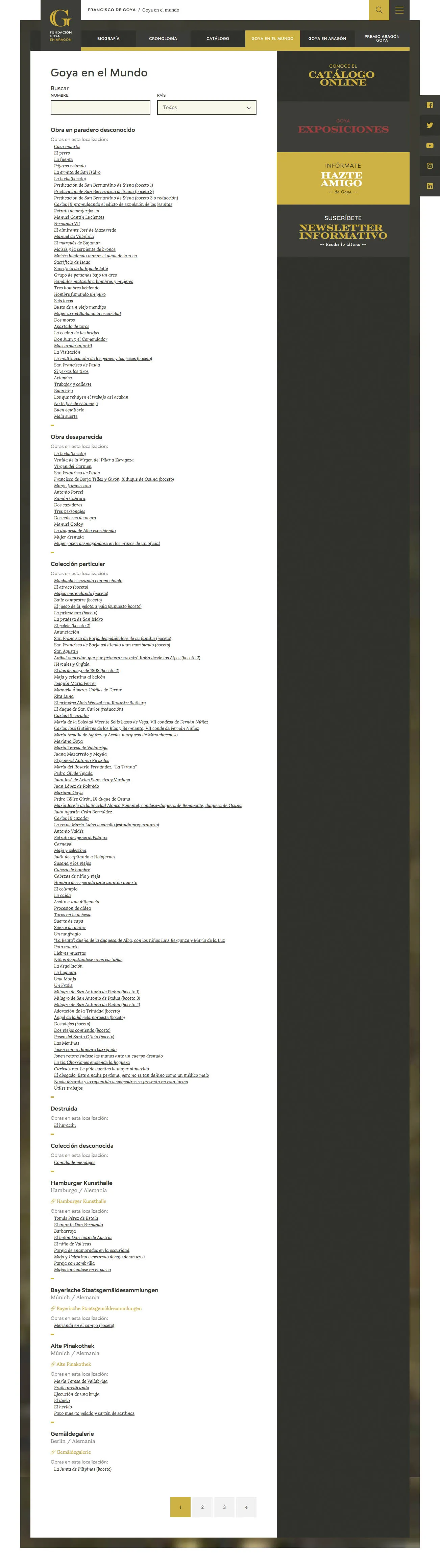 Fundación Goya - Website and backend design for a cultural project.