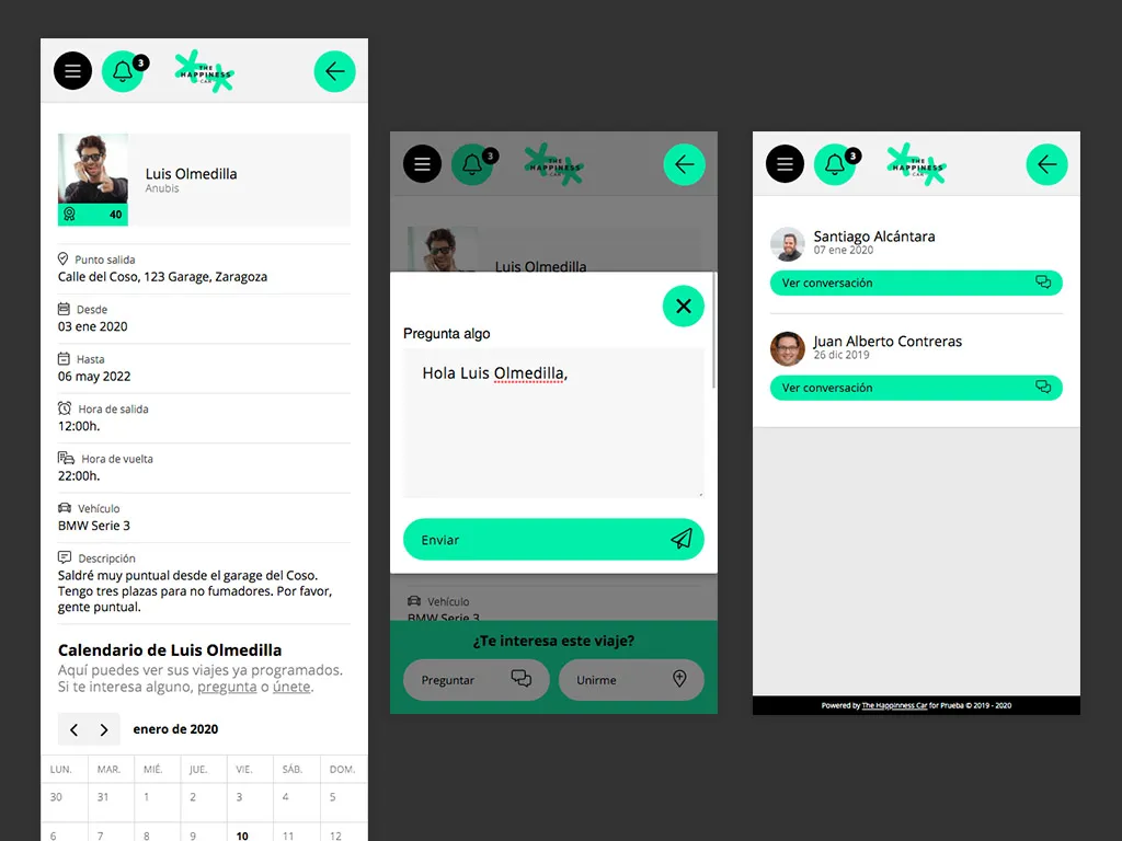 The Happiness Car - Cross-platform app for carpooling in large workplaces